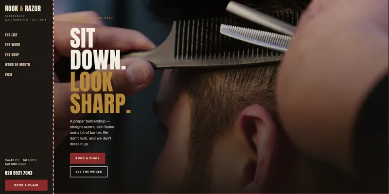 Rook and Razor barbershop website design