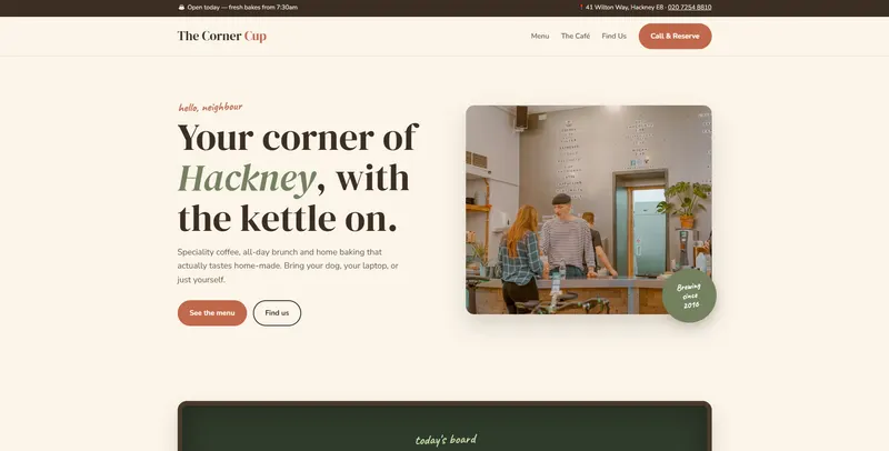Cafe website design